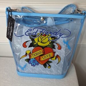 Ed Hardy Love In Blue Clear Bucket Bag